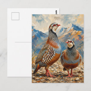 Chukar Rebhuhn-Paar-Kunst  Postkarte
