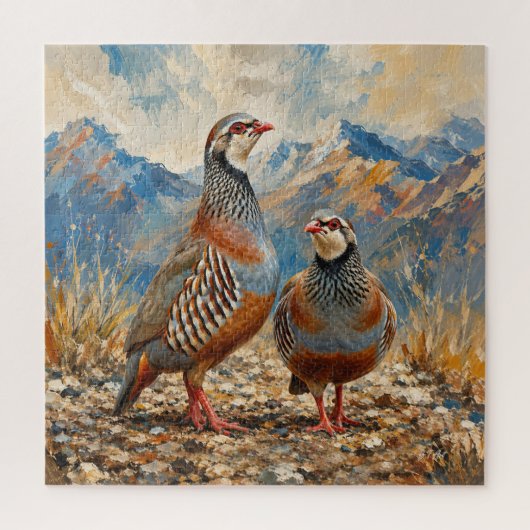 Chukar Rebhuhn-Paar-Kunst Puzzle (Vertikal)