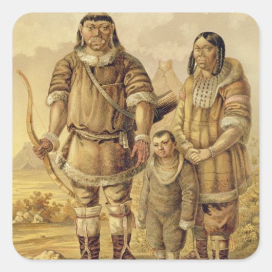 Chukchi Nomads, graviert von Winckelmann und Sons  Quadratischer Aufkleber (Vorderseite)