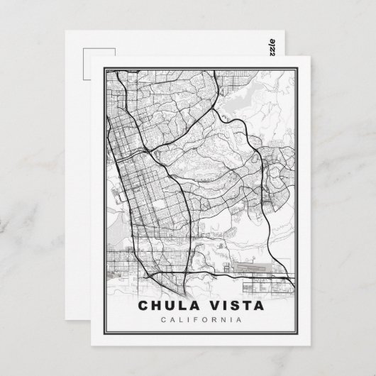 Chula Vista Map Postkarte (Vorne/Hinten)