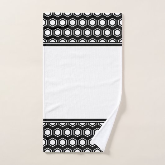 Chunky Black and White Hexagonal Muster Badhandtuch Set (Handtuch)