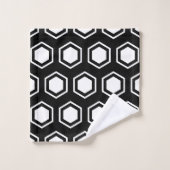 Chunky Black and White Hexagonal Muster Badhandtuch Set (Waschlappen)