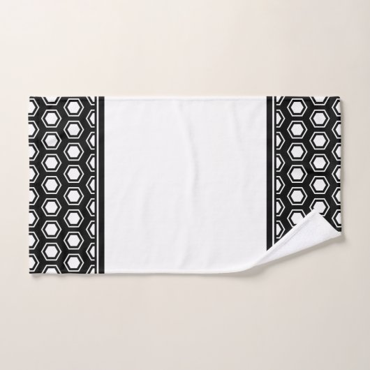 Chunky Black and White Hexagonal Muster Badhandtuch Set (Handtuch)