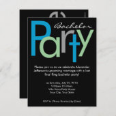 Chunky Block Blue Black Bachelor Party Einladung (Vorne/Hinten)