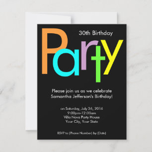 Chunky Block Colors 30. Geburtstagsfeier Party Ein Einladung