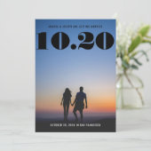 Chunky Bold Serif Wedding Date Foto Save The Date (Stehend Vorderseite)