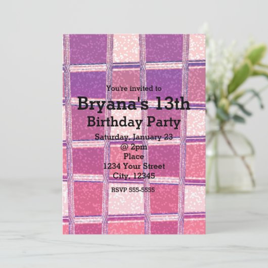 Chunky Chic Glitzer Squares Glam Party Einladungen (Stehend Vorderseite)