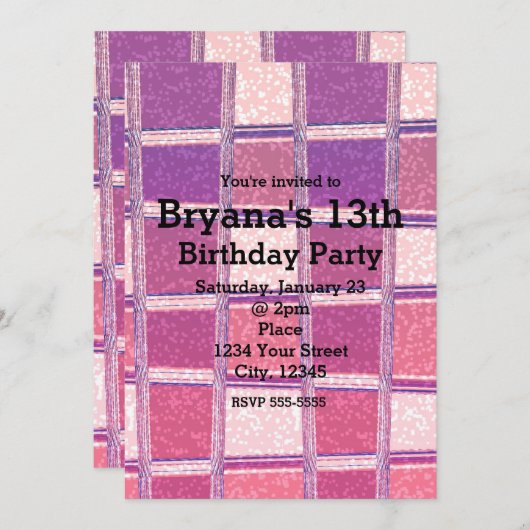 Chunky Chic Glitzer Squares Glam Party Einladungen (Vorne/Hinten)