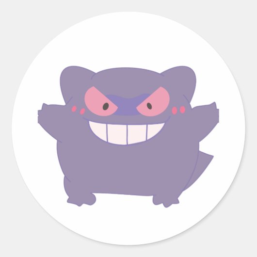 Chunky Gengar Runder Aufkleber (Vorderseite)