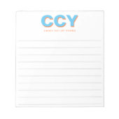 Chunky Initials Blue und Orange Personalisiert Lin Notizblock (Vorderseite)