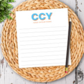 Chunky Initials Blue und Orange Personalisiert Lin Notizblock