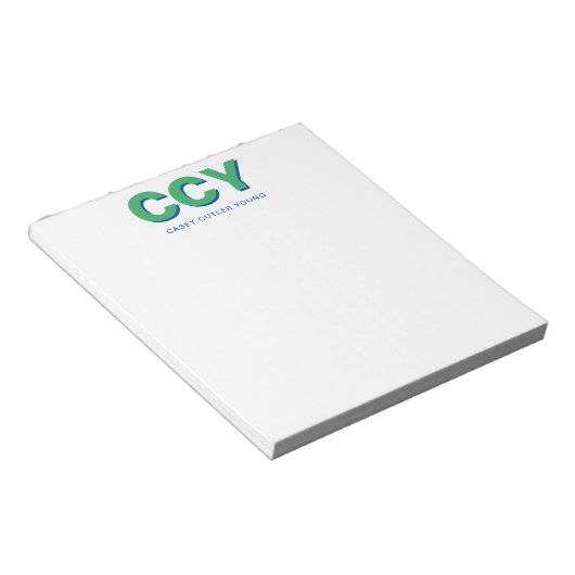 Chunky Initials Green und Blue Personalisiert Notizblock (angewinkelt)