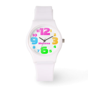 Chunky Neon Numbers Women's White Watch Armbanduhr