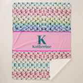 Chunky Pastel Knit Monogram Custom Name Gift Sherpadecke (Vorderseite)