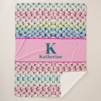 Chunky Pastel Knit Monogram Custom Name Gift Sherpadecke