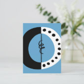 Chunky Ring Schwarz-weiß und Blue Postcard Postkarte (Stehend Vorderseite)