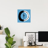 Chunky Ring Schwarz-weiß und Blue Poster Wall Art (Heimbüro)