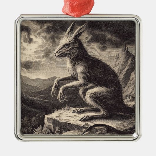 Chupacabra Antique Illustration Horror Ornament Aus Metall (Vorne)