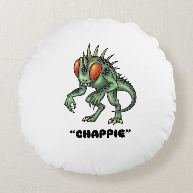 Chupacabra "Chappie" Cryptid Rundes Kissen (Vorderseite)
