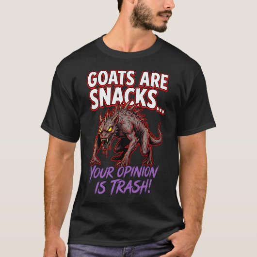 Chupacabra Goats Are Snacks Funny Cryptid Humor T-Shirt (Vorderseite)