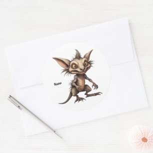 Chupacabra Gremlin Hybrid Illustration Runder Aufkleber