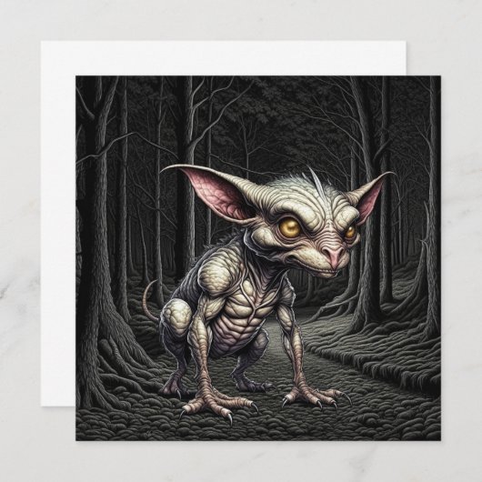 Chupacabra im Holzkryptid Einladung (Vorne/Hinten)