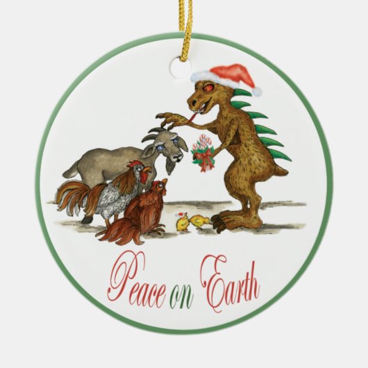 Chupacabra-und Ziegen-Verzierung Keramikornament (Vorne)