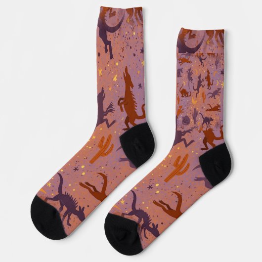 Chupacabra-Wüsten-Kryptid-Muster-Crew-Socken Socken (Linkes Detail)