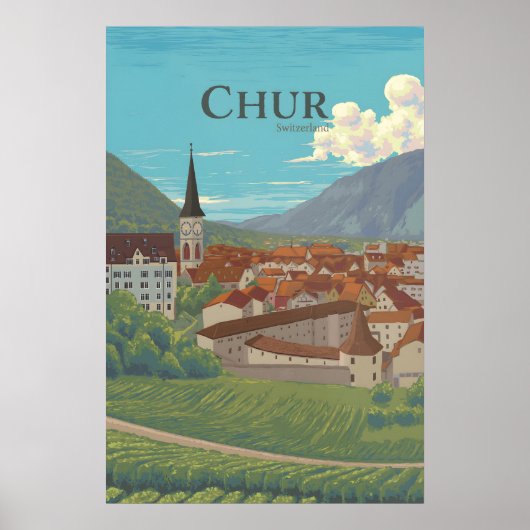 Chur Schweiz Reiseplakat Poster (Vorne)
