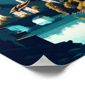 Chur Switzerland Vintage Illustration Poster (Ecke)