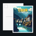 Chur Switzerland Vintage Illustration Postkarte<br><div class="desc">Chur Switzerland Vintage Illustration</div>