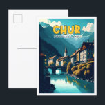 Chur Switzerland Vintage Illustration Postkarte<br><div class="desc">Chur Switzerland Vintage Illustration</div>