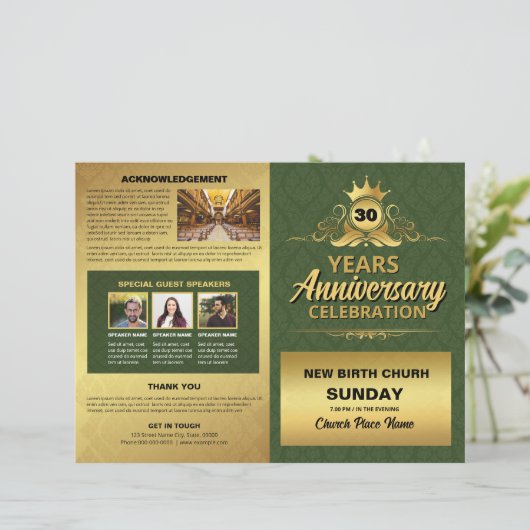 Church Anniversary Program Template (Stehend Vorderseite)