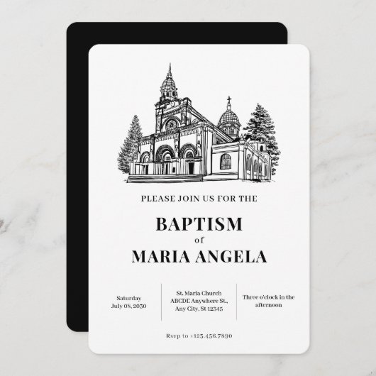 Church Art Minimalist Einladung (Vorne/Hinten)