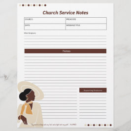 Church Black Woman Service Notes Christlich Bibel Briefbogen