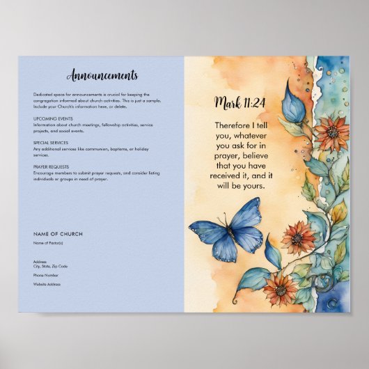 Church Bulletin zum Herunterladen und Drucken Poster (Vorne)