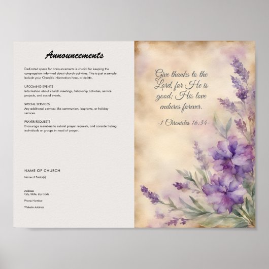 Church Bulletin zum Herunterladen und Drucken Poster (Vorne)