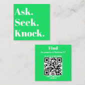 Church Business QR Code Promotional Green Quadratische Visitenkarte (Vorne/Hinten)