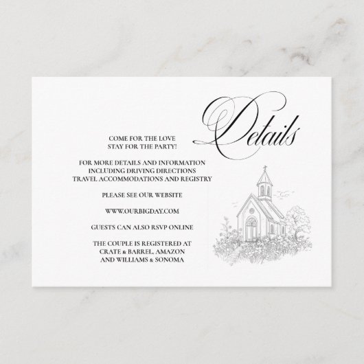 Church Calligraphy Enclosure Card Details Begleitkarte (Vorderseite)