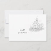 Church Calligraphy Wedding RSVP card (Rückseite)