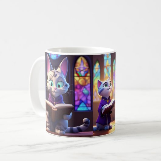 Church Cat Fun Tasse. Kaffeetasse (Vorderseite Links)