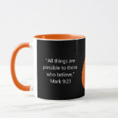 Church Challenge Custom Mark 9:23 Black Orange Tasse (Links)