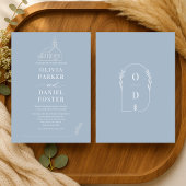 Church Chapel Dusty Blue Line Art Wedding Einladung