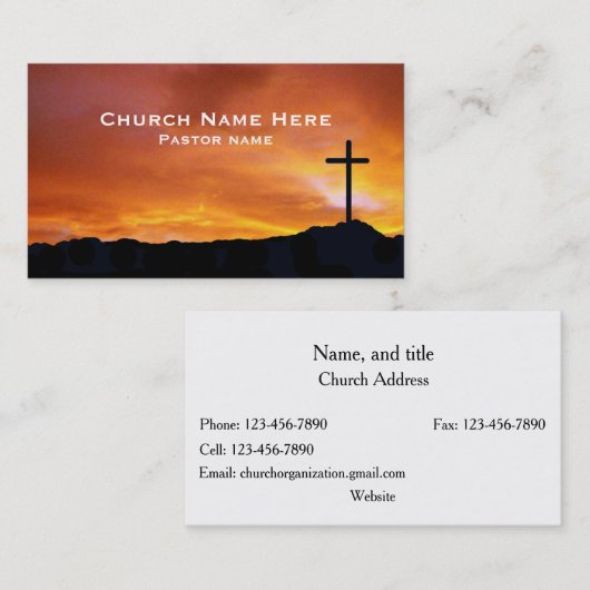 Church Cross Silhouette on a radiant sunset sky Visitenkarte (Vorne/Hinten)