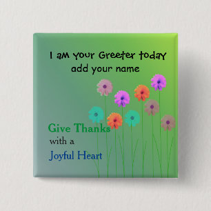 Church Greeter Name Plate Button