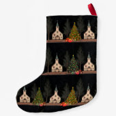 Church in Night Holiday Strumpf Personalisiert Kleiner Weihnachtsstrumpf (Rückseite)