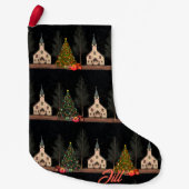 Church in Night Holiday Strumpf Personalisiert Kleiner Weihnachtsstrumpf (Vorderseite)