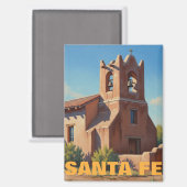 Church in Santa Fe New Mexico Magnet (Vorderseite/Rückseite)