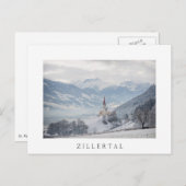 Church in Zillertal in winter white text postcard Postkarte (Vorne/Hinten)