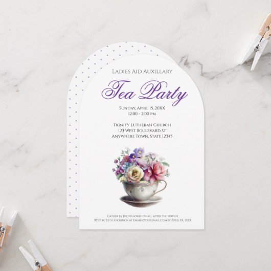 Church Ladys Tea Party Ideen Einladung (Vorderseite/Rückseite Beispiel)